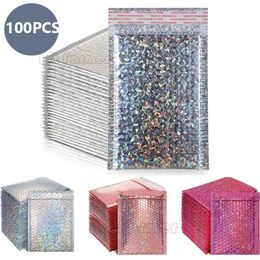 Sacs de courrier 100pcs Bubble Mailers Rose Poly Bubble Mailer Enveloppes rembourrées auto-scellantes Sacs-cadeaux Emballage laser Enveloppe Sacs pour livre 230607