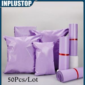 Mail Bags 50Pcs Purple Courier Mailer Packaging Poly Package Plastic Self-Adhesive Mailing Express Bag Envelope Postal Pouch 230428