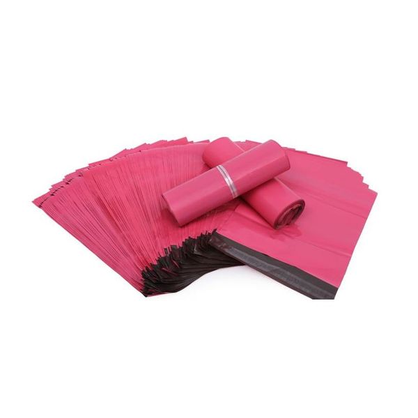 Sacs de courrier en gros 100 pièces/lot rose Poly Mailer 10X13 pouces sac Express 25X35Cm enveloppe/joint auto-adhésif pochette en plastique Drop Deliv DH03C