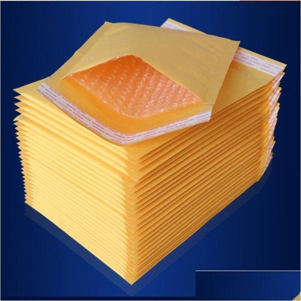Bolsas de correo al por mayor 100 unids muchos tamaños amarillo kraft burbuja sobre de correo sobres de mensajería sobres acolchados embalaje entrega gota dhsgq