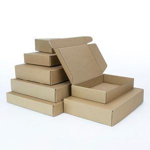 Envoyez des envoyes 10pcs Kraft Boîtes-cadeaux 3 couches Boîte en papier ondulé épaissoir le carton de carton d'expédition Boîtes d'emballage Express