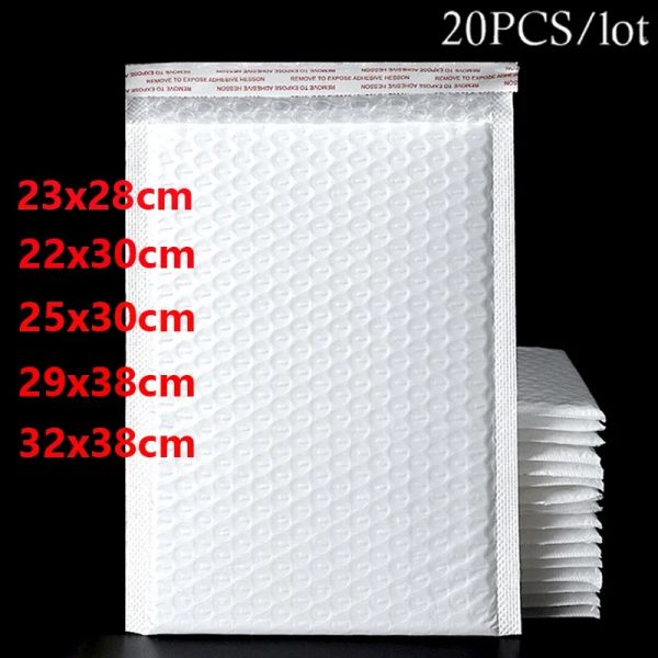 Envoyez des enveillages 20pcs Bubble Enveloppes Sac imperméable en mousse blanche Bubble Mailers Enveloppe Sacs en mousse Sac d'emballage auto-phoque Grand Taille