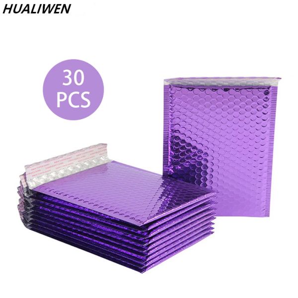 Mailers 30pcs/lote Rose Gold/Silver/Purple/Blue Packaging Envío Burbuja Mailer Plastic Sobre Sobres Bolsa de regalo Bolsa de correo postal