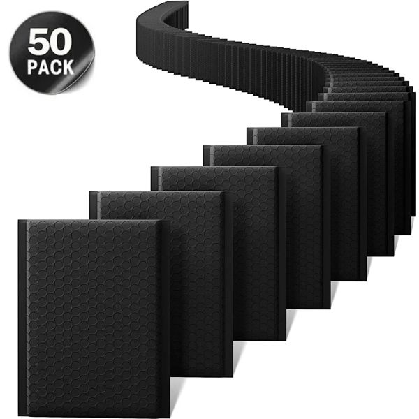 Maalers 50 paquetes Bubble Mailers bolsas de embalaje negro para regalos de negocios sobres paquete de joyas bolsas ziplock antiextrusion impermeable