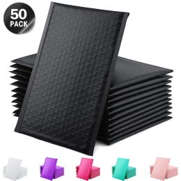 Envoyez des envoyes 50 PCS Black Bubble Mailer Bubble Bubble Enveloppes Enveloppes Mailer Poly pour emballage Sac de livraison auto-phoque Padding Bubble Black