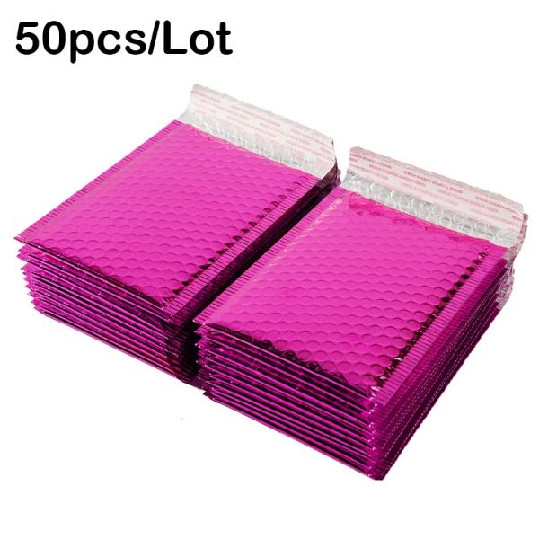 Mailers 50pcs 15x20+4 cm Rose Red Bubble Sobre Bolsas de aluminio de aluminio Correo de burbujas para envases de regalos, Bolsa de favor de bodas, sobres de correo electrónico