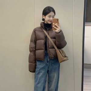 Maillard Style rétro court coton manteau coréen décontracté femmes hiver mode Simple épaissir chaud col haut mince veste 231221