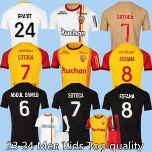 Maillot 23 24 RC Lens Soccer Jerseys Accueil Jaune Saint-Barbe KAKUTA OPENDA GANAGO SOTOCA FOFANA Champions Leagues Edition 2023 2024 3ème Enfants NOTRE SANG ESTOR Kids