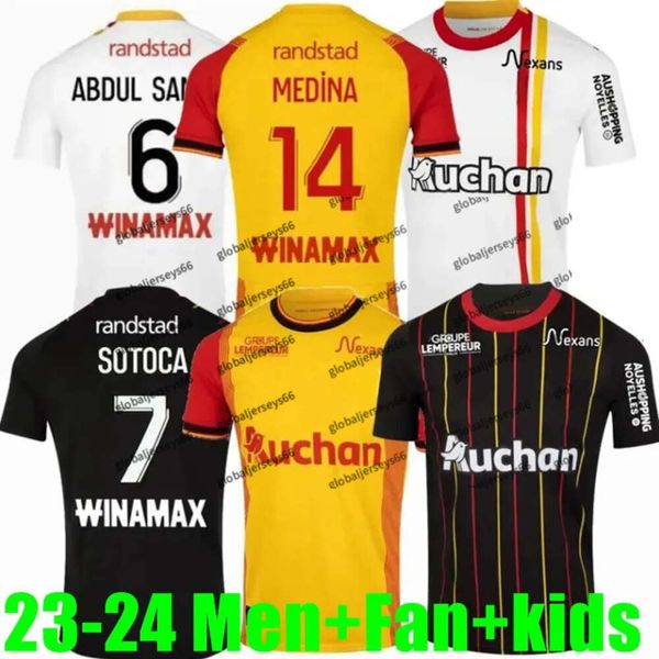 Maillot 23 24 RC Lens Soccer Jerseys Accueil Jaune Saint-Barbe Spécial KAKUTA OPENDA GANAGO SOTOCA FOFANA Football Shirt 2023 2024 Hommes _Jersey