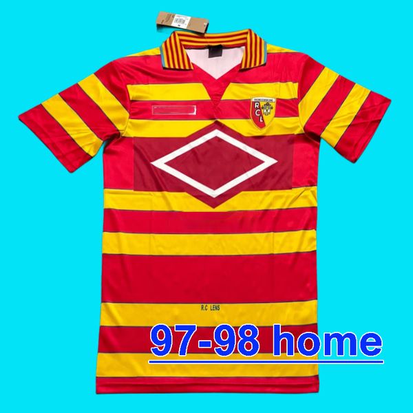 maillot 97 98 maillots de football rétro RC Lens 1997 1998 LACHOR MAGNIER Classic Vintage Football Shirt hommes kits