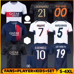 Maillot de foot Kylian Mbappe 2324 Maillot Paris Kolo Muani Saint Dembélé Asensio Germain Zaïre Emery Kit de football Lee Kang dans Achraf Hakimi Marquinhos Maillot de football