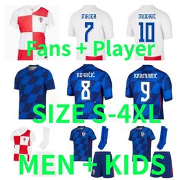 2024 Euro Cup Croatie Soccer Jerseys Modric 24 25 Brekalo Perisic Football Shirt Brozovic Rebic Fans Jouer Version National Team Home Away Men Kids Kits Uniforme