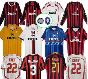 Chemises rétro KAKA SOCCER JERSEY maison 95 96 97 Gullit 01 02 03 Maldini Van Basten football Inzaghi 06 07 2009 PIRLO SHEVCHENKO BAGGIO Ac Milans