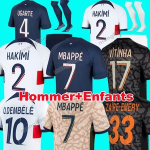 Maillot MBAPPE voetbalshirts kinderkit 23 versie voor 24 spelers 2023 2024 derde thuis vierde UGARTE voetbalshirt HAKIMI FABIAN VITINHA O DEMBELE