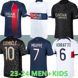 Maillot MBAPPE Camisetas de fútbol Kit para niños 23/24 Versión del jugador Entrenamiento Pre partido 2023 2024 Maglia Paris Camiseta de fútbol local visitante HAKIMI FABIAN