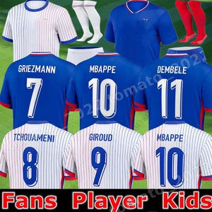 Maillots De Football Maillot 2024 Équipes françaises Maillots de football Euro 24 Maillots de football MBAPPE GRIEZMANN CAMAVINGA Kit Shirt Hommes Enfants MEN Kids F R A N C ES