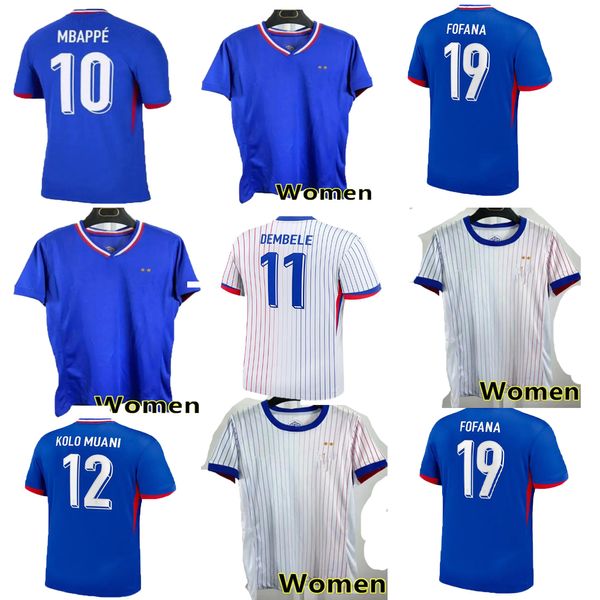 Maillots De Football Soccer Jerseys BENZEMA MBAPPE GRIEZMANN POGBA 24 25 Francia KIMPEMBE FEKIR Maillot Camisa de mujer Hommes Kante Jerseys