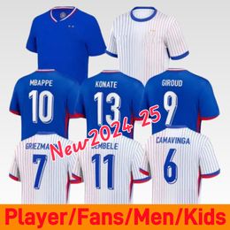 Maillots de fútbol Jerseys de fútbol Benzema francés Mbappe Griezmann Pogba 24 25 Francia Hombres niños Kimpembe Fekir Maillot Women Shirt Hommes.