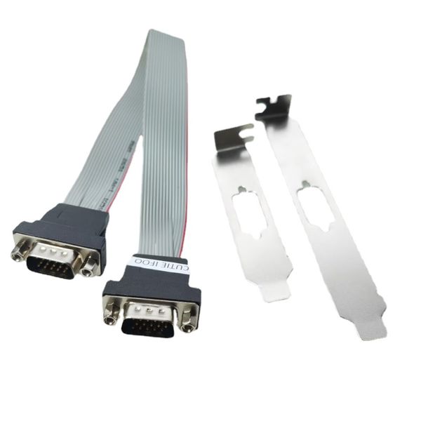 Carte mère carte graphique intégrée Interface VGA 15Pin mâle à mâle vidéo support demi-taille câble plat Flexible 30cm