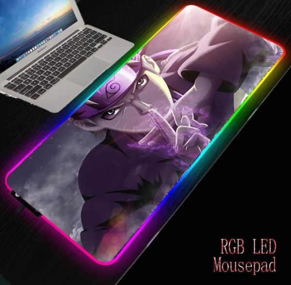 MAIRUIGE ANIME NARUTO RGB LED LEG GAMING MOUSE PAD GAMER USB ÉCLAINEMENT LED TIRE