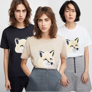 Maison Kitsune Femmes Designer T-shirt Hauts à la mode Motif de broderie Coton brodé Col rond T-shirt à manches courtes