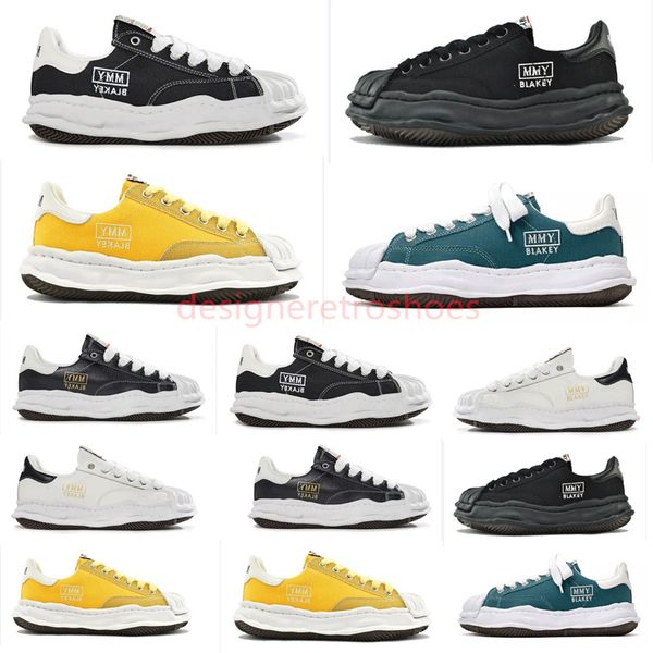 Maison Mihara Yasuhiro Blakey corriendo zapatos al aire libre Low Mmy Sole Canvas Sneakers for Men Women Black White White Yellow Mens Entrenadores para mujeres Descuento