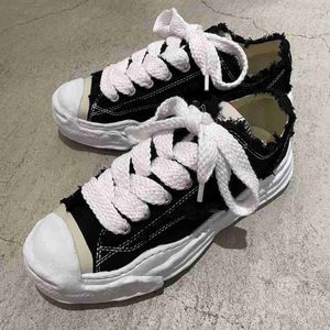 Maison Mihara Yasuhiro MMY-schoenen Los schoenen op. Men Casual canvas schoenen Dames Sneakers Vintage veter Zwart vaste heren sneaker