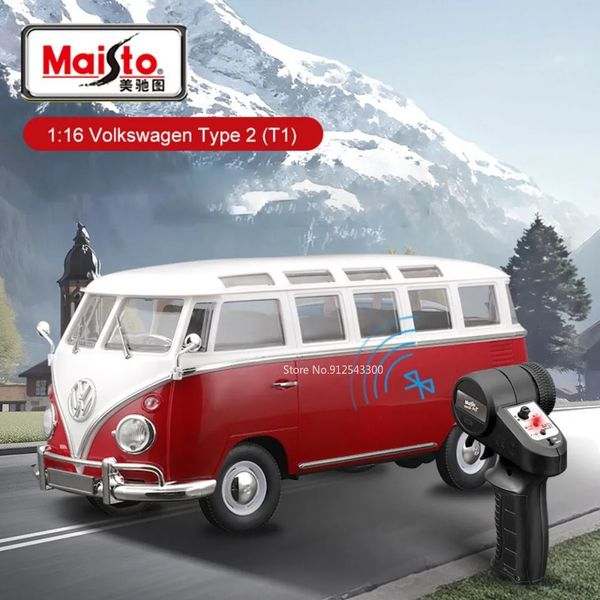 Maisto 116 T1 Bus Alloy Toy RC Car Model Diecast Simulation Véhicule à grande échelle Toys pour garçons cadeaux d'anniversaire 240428