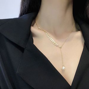 Maisui Pearl Pendant Collarbone Chain Dames Japans en Koreaans Net Rode Korte Neck Sieraden Koperplated Genuine Gold Necklace