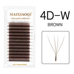 MAIXIAOQI Extensions de cils marron 4D en forme de W 3 pointes C/D Curl cils individuels de haute qualité 240119