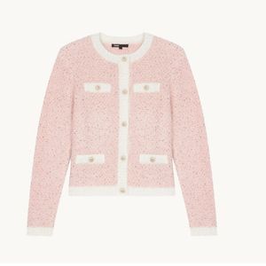 Maje nouveau bouton couleur contraste Socialite manteau tricoté pull femme