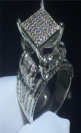 Majestic Sensation Ring 925 Sterling Silver Pave Configuración de diamantes CZ Anillos de alianza de bodas para mujeres Joyería84734333