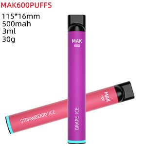 Mak 1500 bouffées Vape stylo jetable Air Stick 16 saveurs Vape