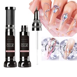 Makartt Nail Rhinestone Glue Gel Upgrade Gel Gem Nagellijm met Borstel Pen Tip Super Sterke Lijm Precieze voor Nail Charms 231227