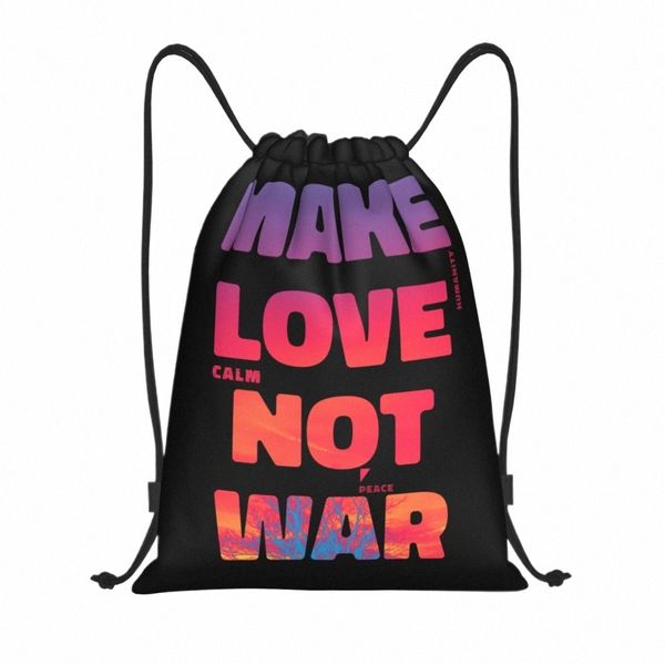 Make Love Not War Sacs à cordon Femmes Hommes Pliable Gym Sports Sackpack Formation Sacs à dos J6lx #