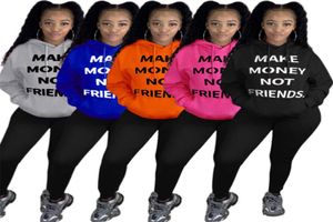 Geld verdienen niet vrienden brief top plus size vrouwen jas sweatshirts trui met capuchon trui jas winter warme tops uitloper kleding1756311