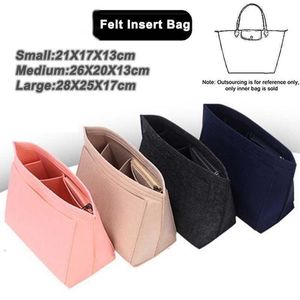 Faire un sac d'insertion en feutre multi-poches cloison raisonnable sac à main de rangement Multiple doublure de sac à main Support de voyage Portable cosmétique