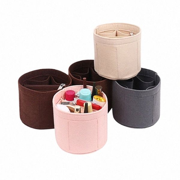 Bolsa de maquillaje para mujer, cubo simple para mujer, fieltro, cómodo, portátil, de ocio, bolso de alta capacidad, bolsa de cosméticos A7Ef #