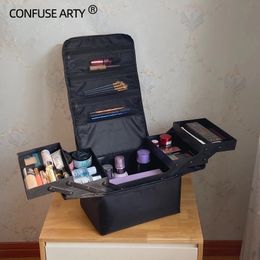 Make-up tas handheld grote capaciteit meerlaagse manicure kappers borduurwerk tool kit cosmetica opbergkoffer toilettas 240106