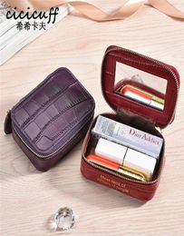 Sac de maquillage avec miroir pour femmes pochette cosmétique organisateur mallette de rangement minuscule boîte de bâtons à lèvres rouge à lèvres sacs de poche 220324193d6774250