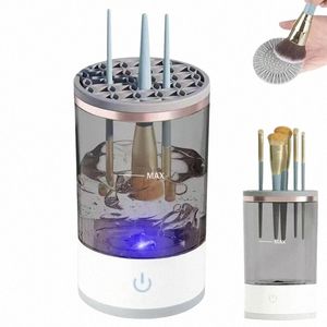 Limpiador de pinceles de maquillaje, limpiador de pinceles automático, carga USB, cepillo de maquillaje automático, herramienta de limpieza de maquillaje de secado rápido i1Pf #