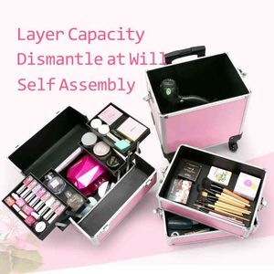 Make-up case kappers ijdelheid schoonheid cosmetische doos trolley grote C0116