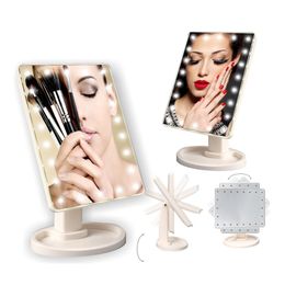 Maquillage LED Miroir 360 Degrés Rotation Écran Tactile Maquillage Cosmétique Pliant Portable Compact Poche Avec 22 Lumière LED Miroir De Maquillage RRA1490