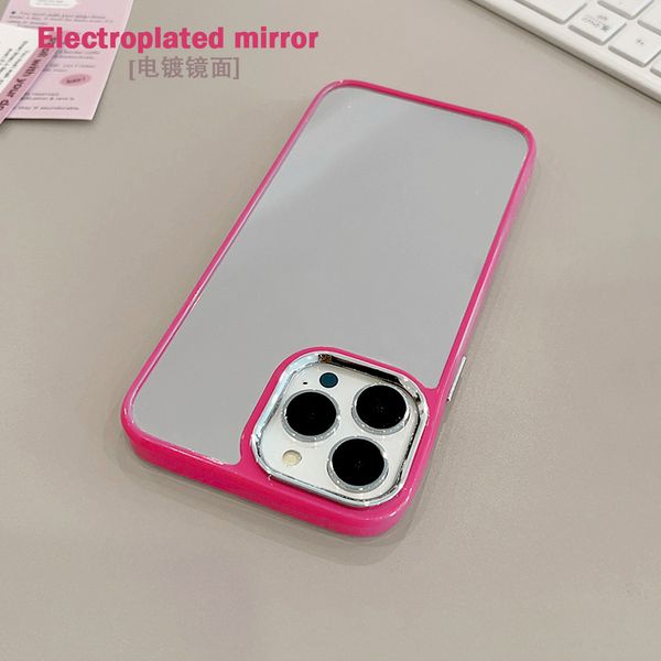 Coque de téléphone de protection galvanisée avec miroir de maquillage, étui rose pour iPhone 15 14 11 13 12 11 Pro Max, 60 pièces