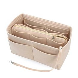 Make Up Organizer vilt Insert Bag voor handtas Travel Inner Purse Portable Cosmetic Bags passen verschillende331R