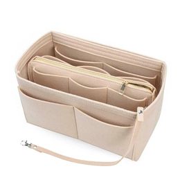 Make Up Organizer vilt Insert Bag voor handtas Travel Inner Purse Portable Cosmetic Bags passen verschillende2866