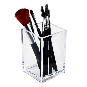 Organisateur de stylos, Pot de pinceaux de maquillage en plastique, support acrylique pour porte-cosmétiques, conteneur de stockage de cosmétiques de bureau