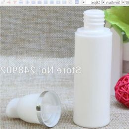 Herramientas de maquillaje Línea de plata Botella sin aire con tapa transparente Envases cosméticos de plástico vacíos 100 unids / lote Qcgfl