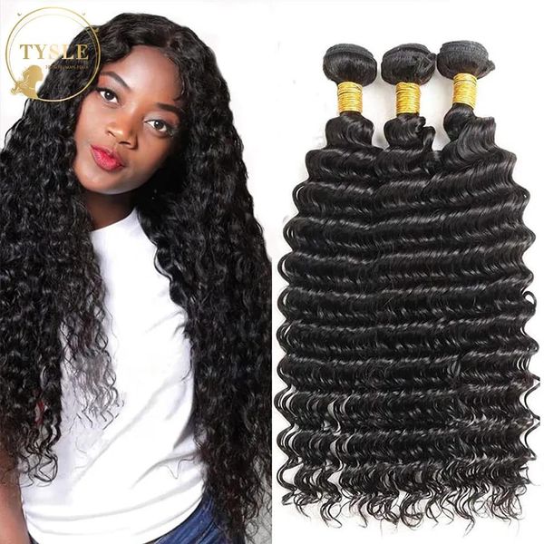 Maker Hair Bun Maker Water Wave 100 Extensiones de paquetes humanos para mujeres negras Tejido brasileño rizado Paquete profundo Coser en Tissage TYSLE 2302