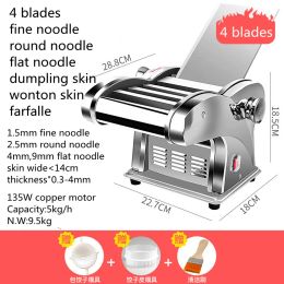 Makers 4 Blades Máquina de pasta doméstica Dumpling Wonton Masta de masa de piel Rolling Macher Farfalle Maker Electric Noodles Maker